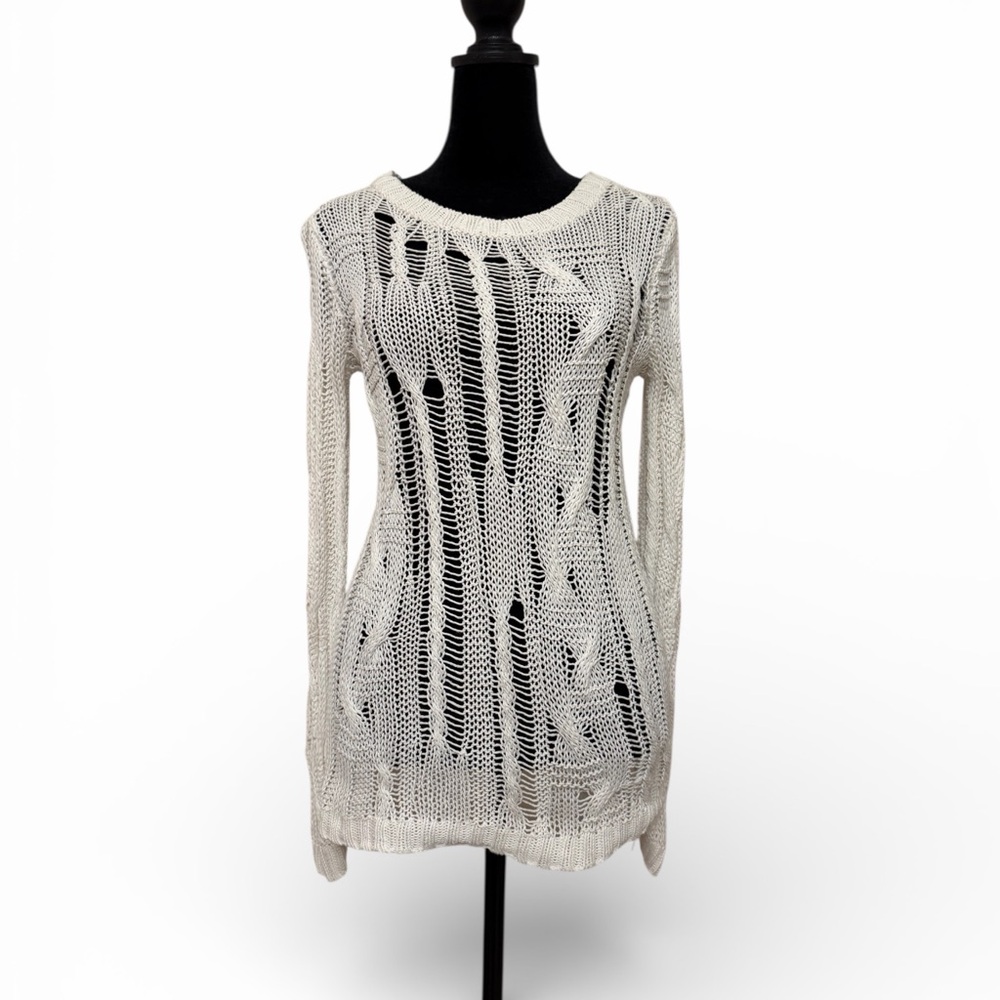 Michael Kors White Open-Knit Sweater XXS